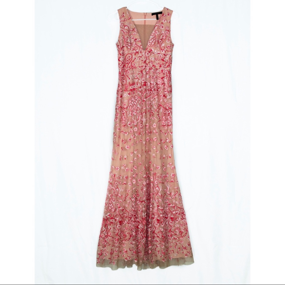 Floral Pink Prom Dress